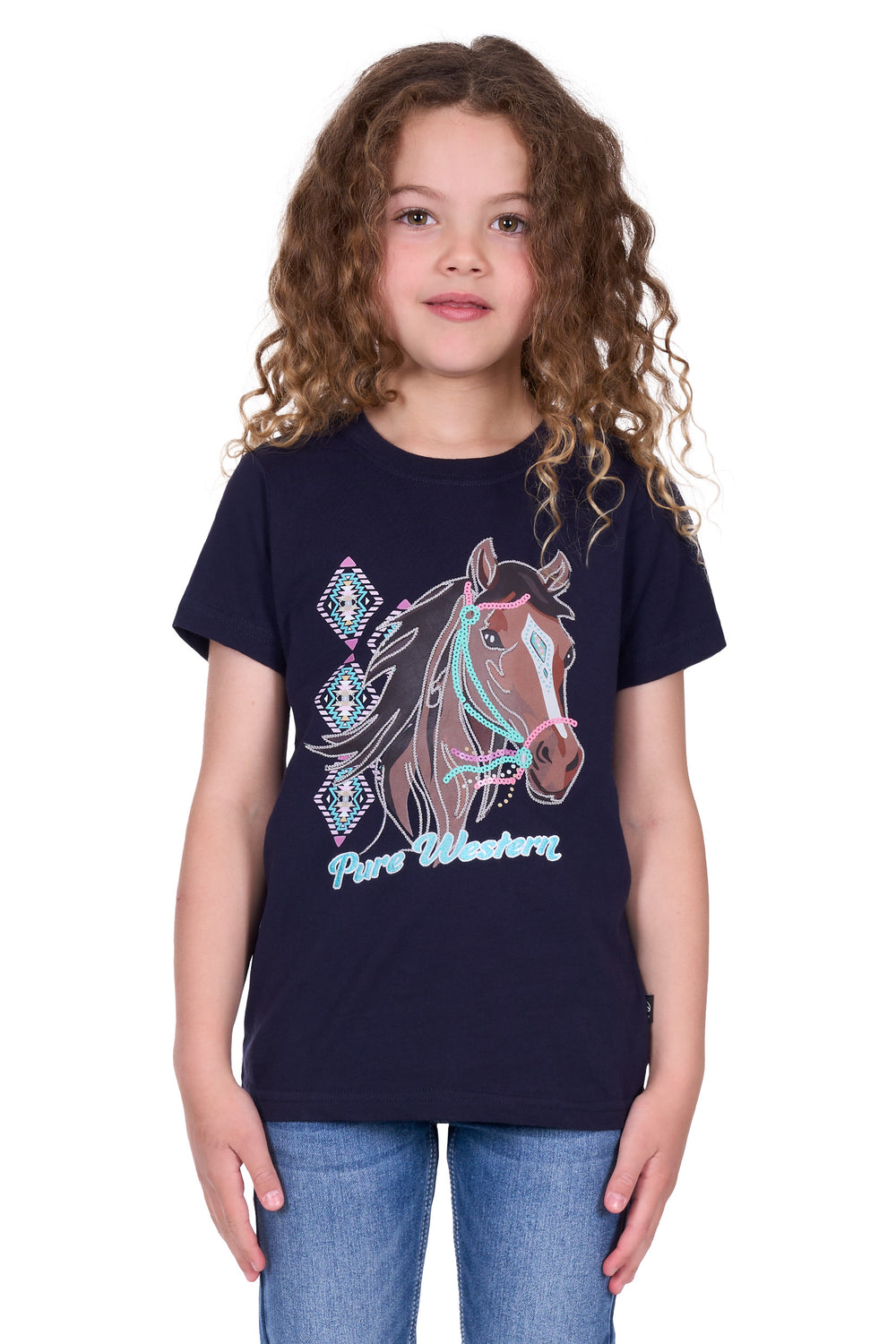 Pure Western - Girls Navy Ashlyn Tee