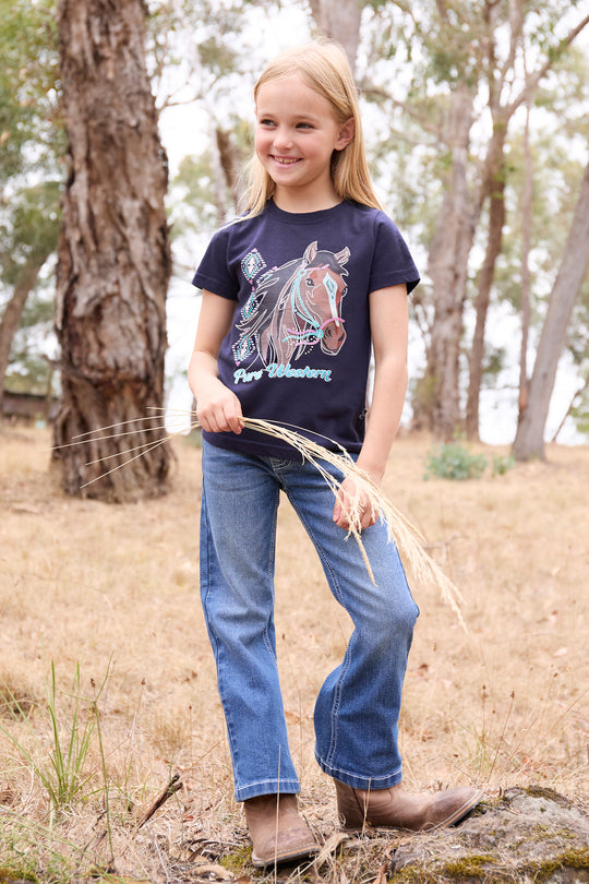 Pure Western - Girls Navy Ashlyn Tee