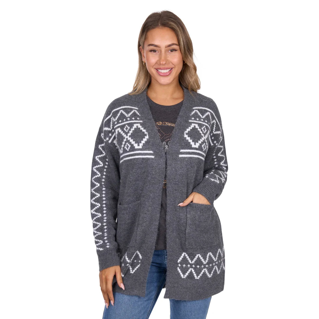 Pure Western - Womens Cora Cardigan Charcoal Marle