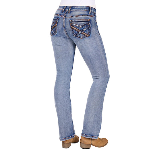 Pure Western - Women's Emily Mid Rise Boot Cut Jean Moonshine