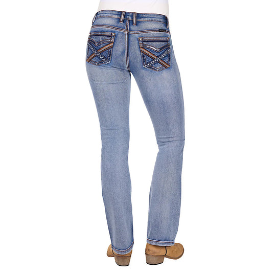 Pure Western - Women's Emily Mid Rise Boot Cut Jean Moonshine