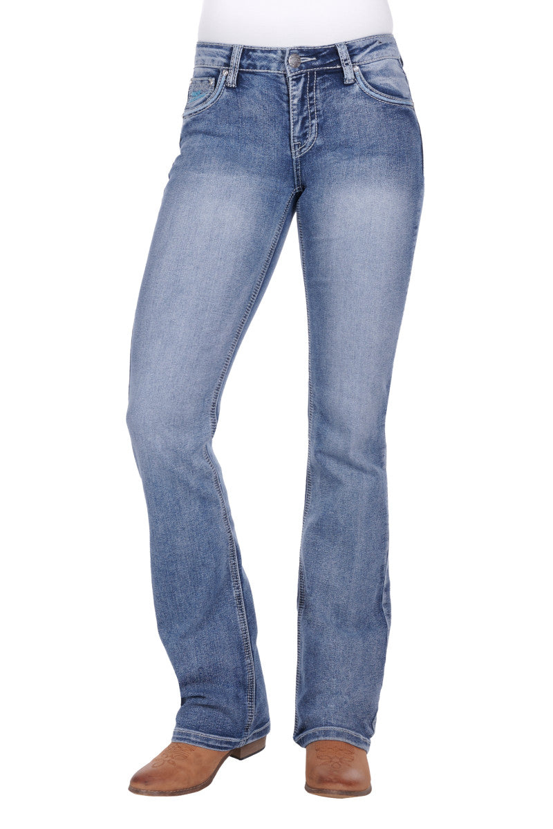 Pure Western - Womens Criss Cross Relax Rider Jean