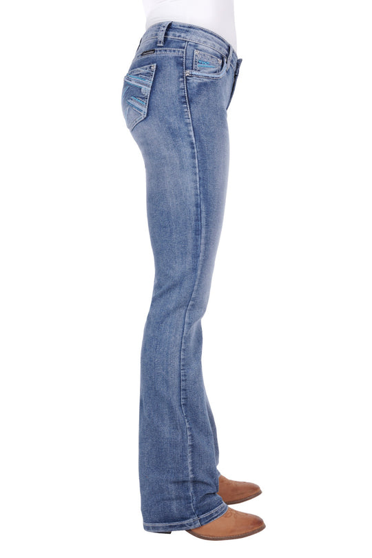 Pure Western - Womens Criss Cross Relax Rider Jean