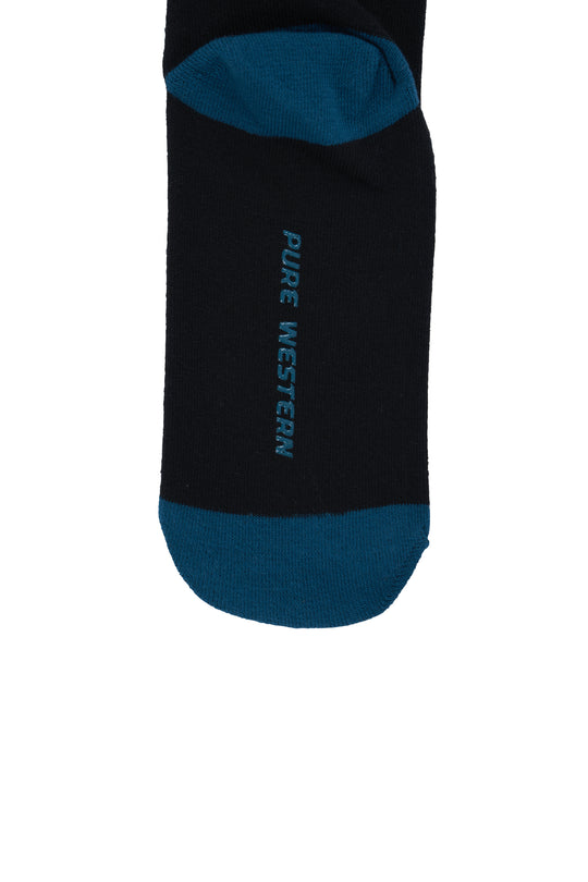 Pure Western - Black/Teal Adult Crew Socks Twin Pack