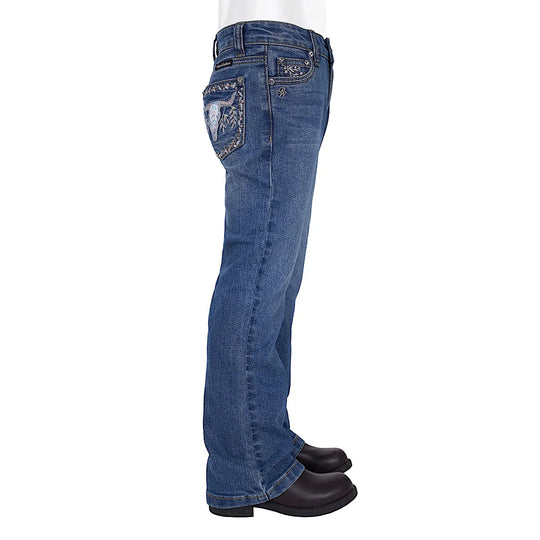 Pure Western - Girls Ariana Boot Cut Jean Retro Blue