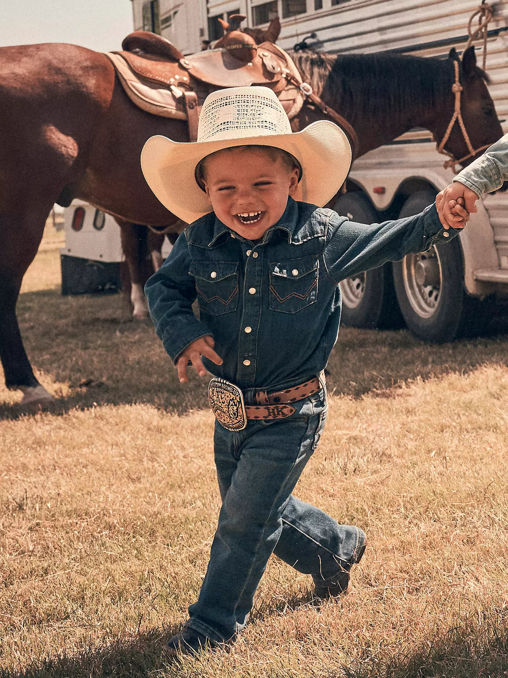 Wrangler - Baby Long Sleeve Western Snap Denim Bodysuit