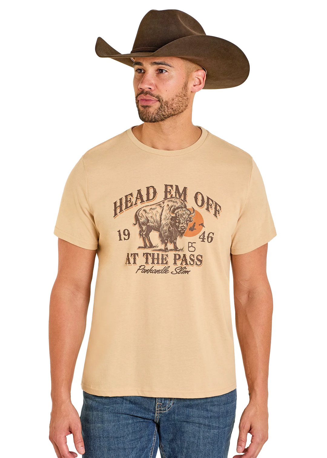 Panhandle Slim - Mens Tan Head Em Off Tee
