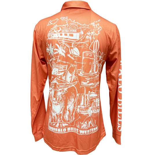 BBWS - Womens Coral NT Map Fishing Shirt