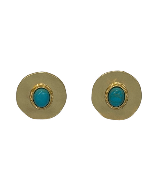 West & Co - Oval Turquoise Gold Earrings