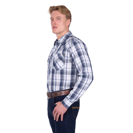 Pure Western - Mens Billy Navy Check Arena Shirt
