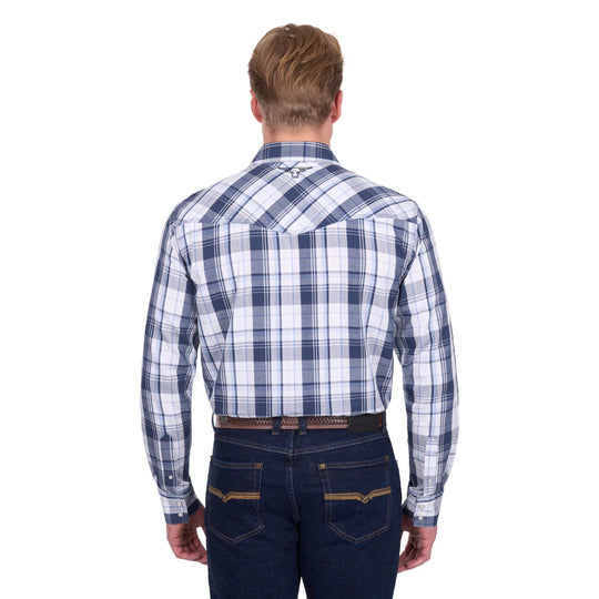 Pure Western - Mens Billy Navy Check Arena Shirt