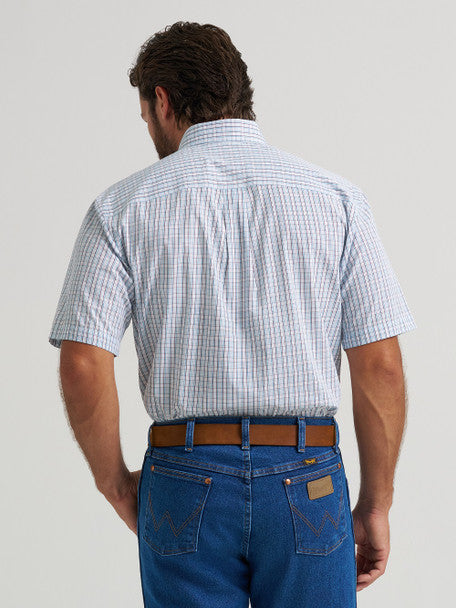 Wrangler - Men's Teal Plaid S/S Arena Shirt