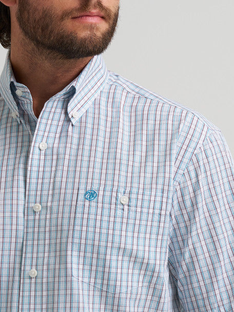 Wrangler - Men's Teal Plaid S/S Arena Shirt