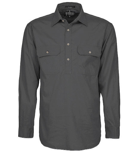 Ritemate - Pilbara Mens Charcoal Work Shirt Half Button
