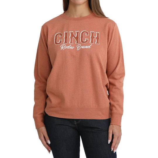 Cinch - Womens Orange Graphic Logo Fleece Pullover