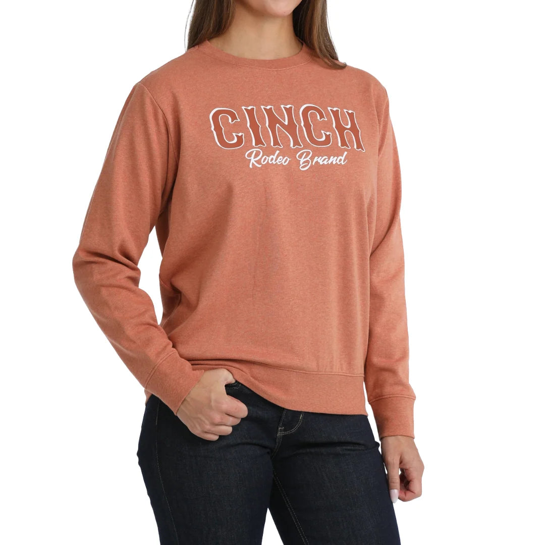 Cinch - Womens Orange Graphic Logo Fleece Pullover