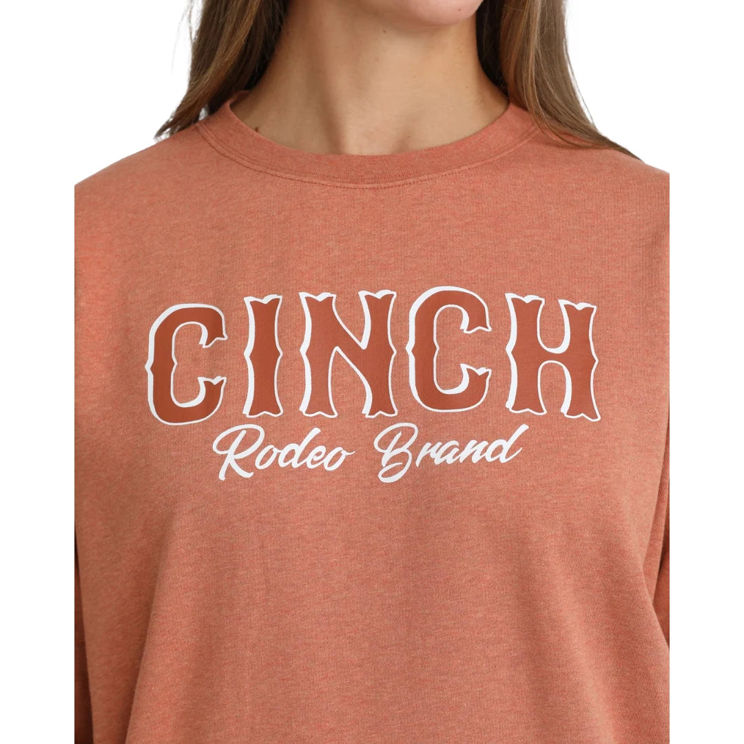 Cinch - Womens Orange Graphic Logo Fleece Pullover