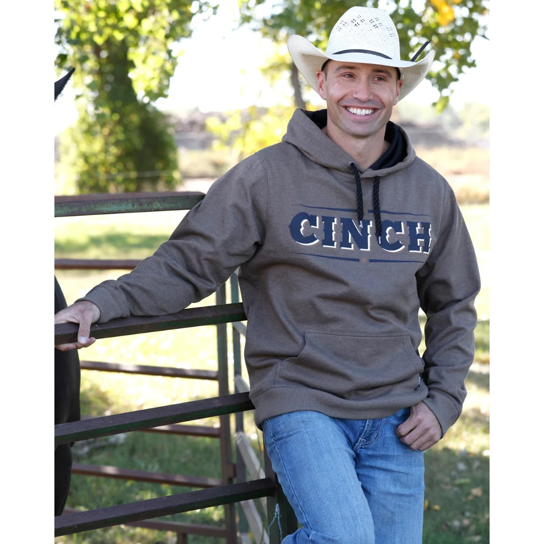 Cinch - Mens Brown Heather Logo Pullover Hoodie