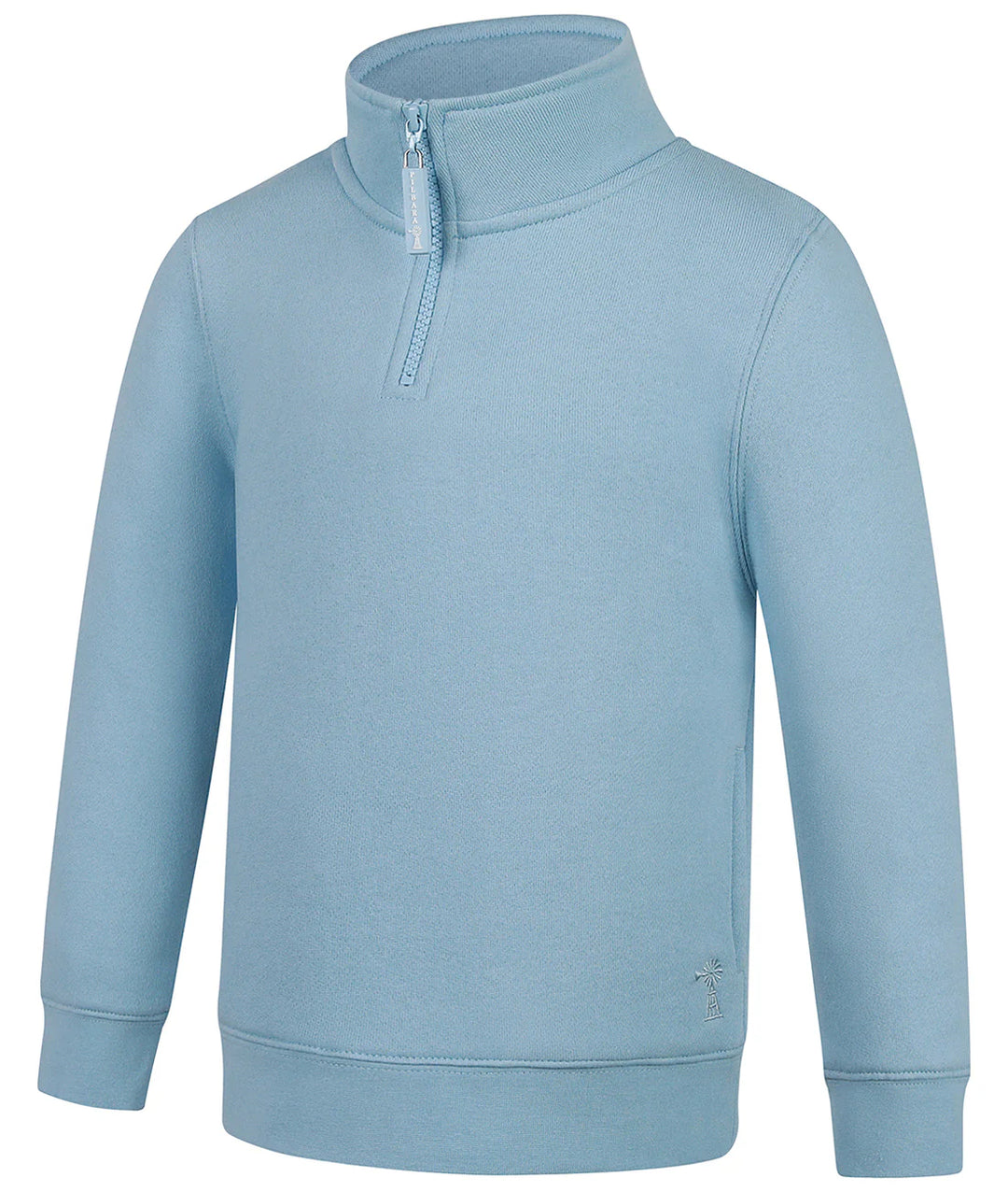 Pilbara - Kids Zipped Closed Front Fleece Pullover Cerulean