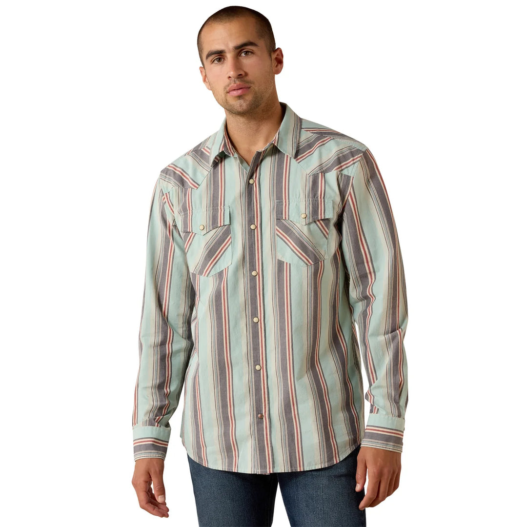 Ariat - Men's Retro Hesperus Aqua Stripe Fitted Snap Shirt