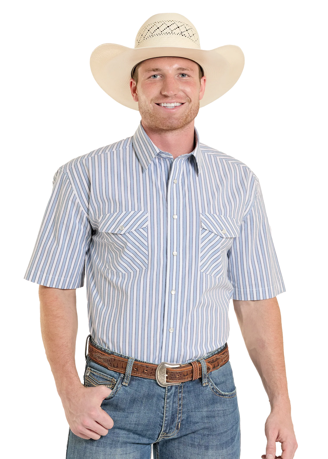 Rock & Roll - Men's SS Lane Blue Stripe Arena Shirt
