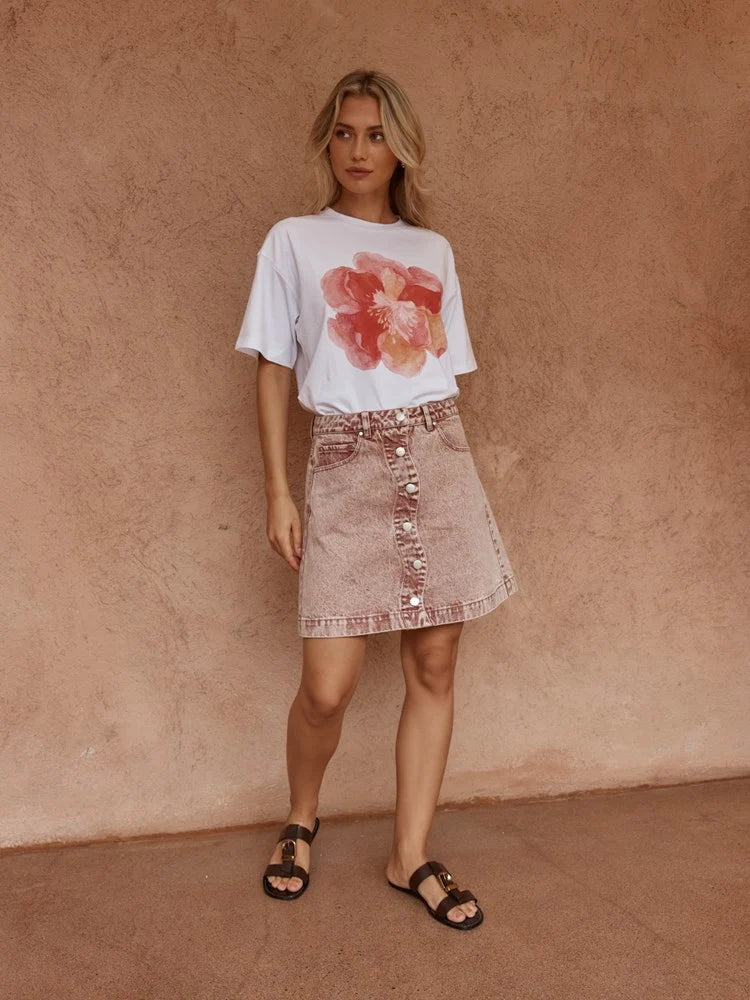 Buffalo Belle - Womens Rusty Red Tipo Wave Denim Skirt