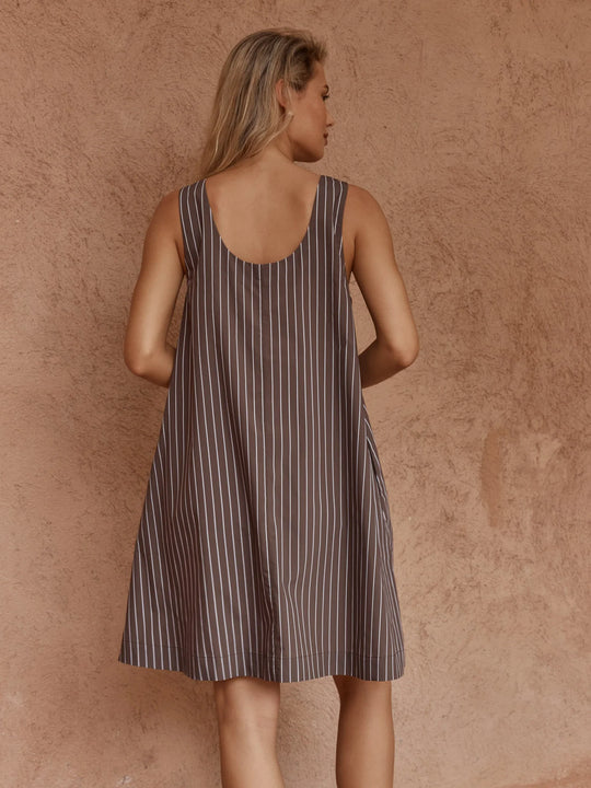 Buffalo Belle - Womens Brown Nola Stripe Mini Dress