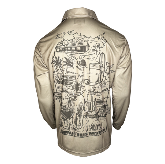 BBWS - Mens Sand Taupe NT Map Fishing Shirt