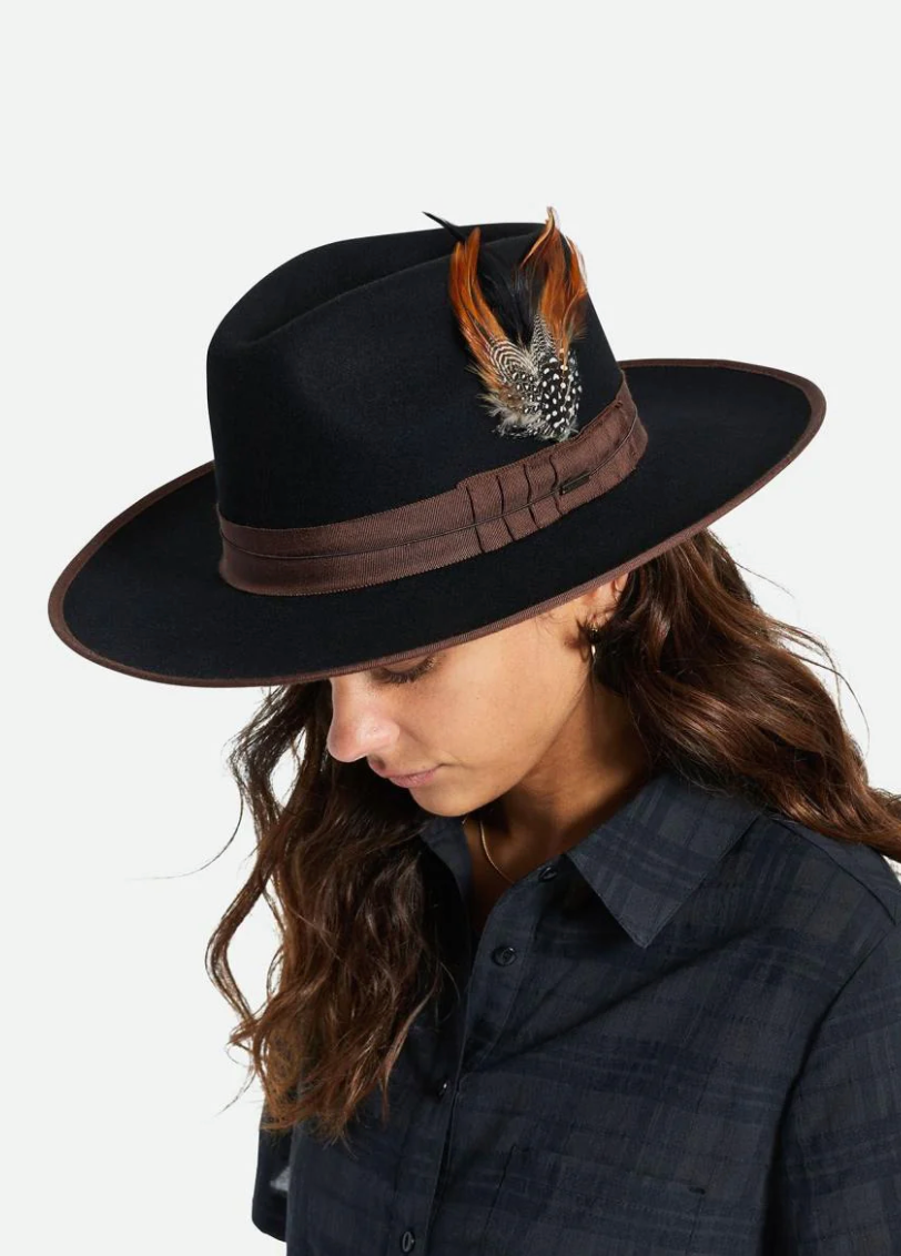 Brixton Hat Feather - Burnt Orange/ Black/ Mahogany