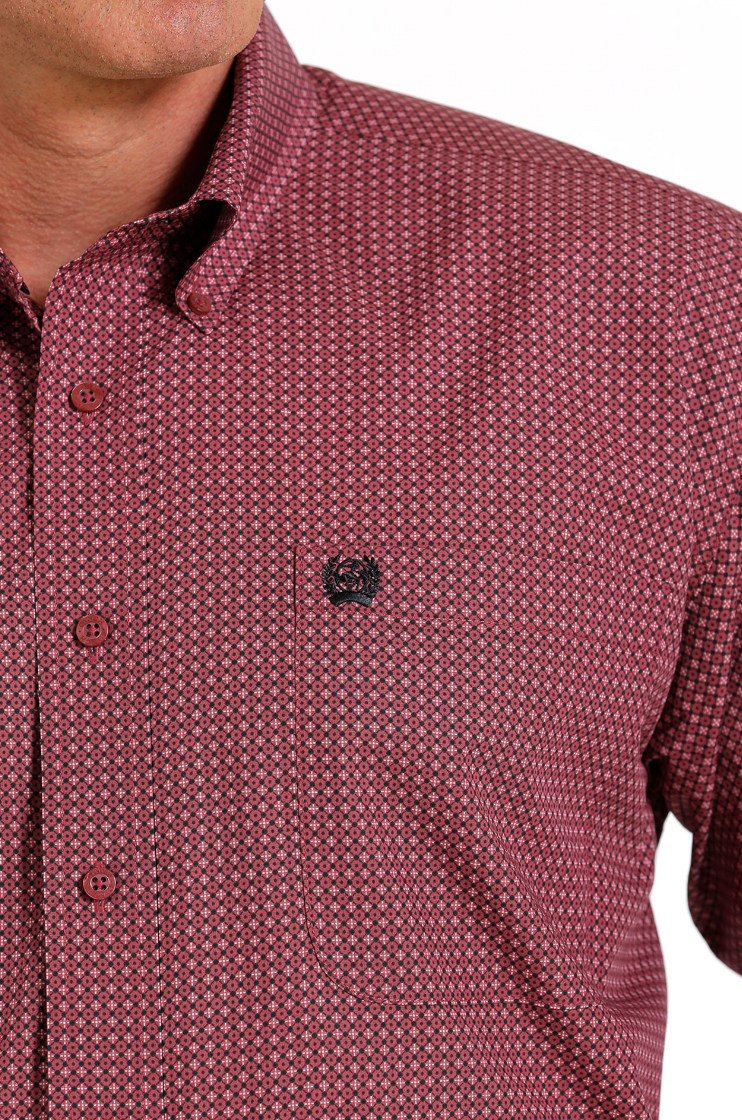 Cinch - Mens Burgundy Geometric Arena Shirt
