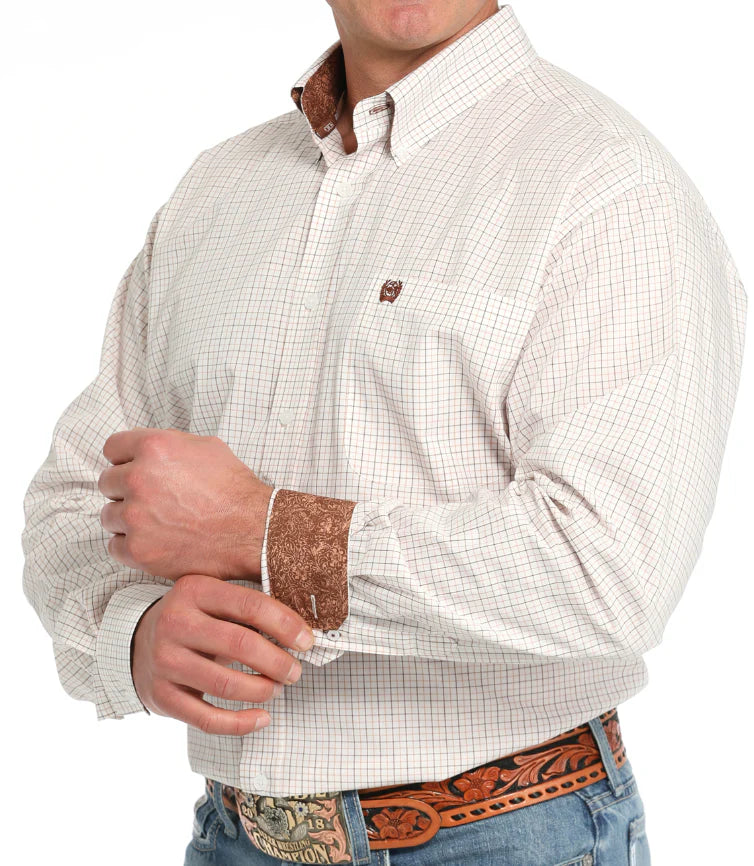 Cinch - Mens Rust/White Plaid Arena Shirt