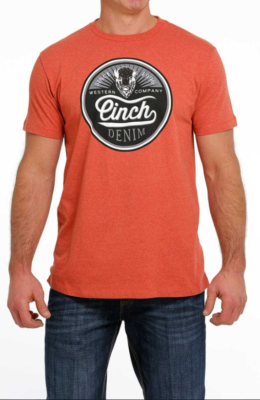 Cinch - Mens Orange Buffalo Logo Tee