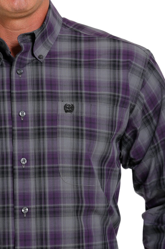 Cinch - Mens Grey/Purple Check Arena Shirt
