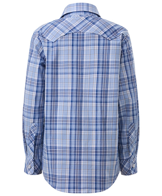 Ritemate - Kids Blue/White Western Snap Arena Shirts