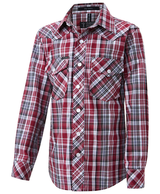 Ritemate - Kids Red/Black Western Snap Arena Shirts