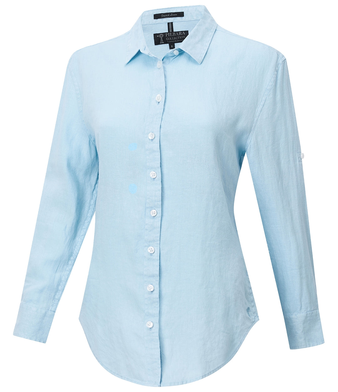 Ritemate - Womens Long Sleeve Linen Blouse - Airy Blue