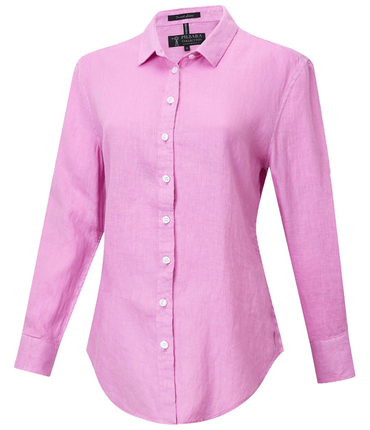 Ritemate - Womens Long Sleeve Linen Blouse - Crocus