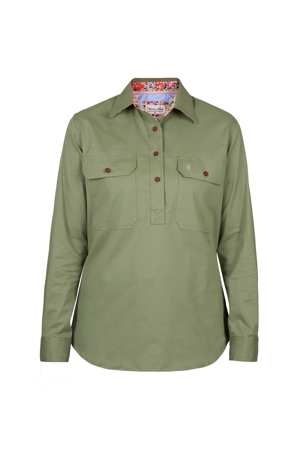 Thomas Cook - Womens Sage Half Button Long Sleeve