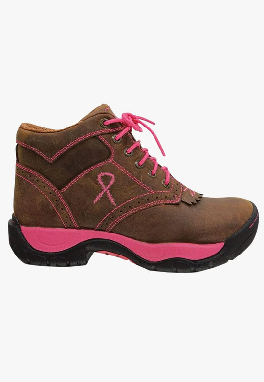 Twisted X - Womens Pink Ribbon All Around Lace Up Boot