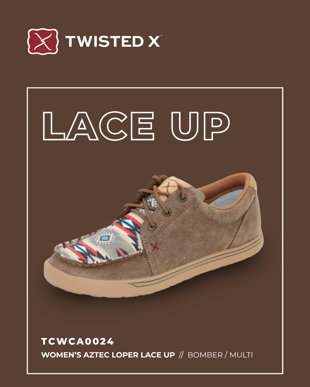 Twisted X - Women's Loper Lace Up Aztec Moc