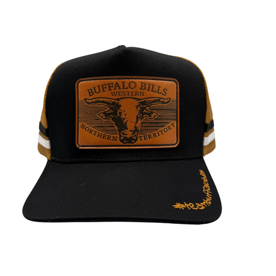 BBWS - Black Leather Scrub Bull Trucker Cap
