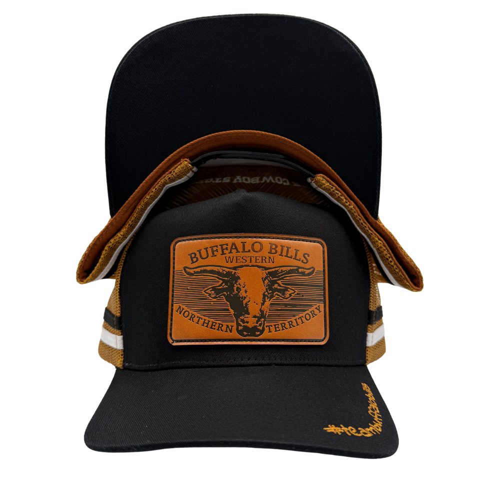 BBWS - Black Leather Scrub Bull Trucker Cap