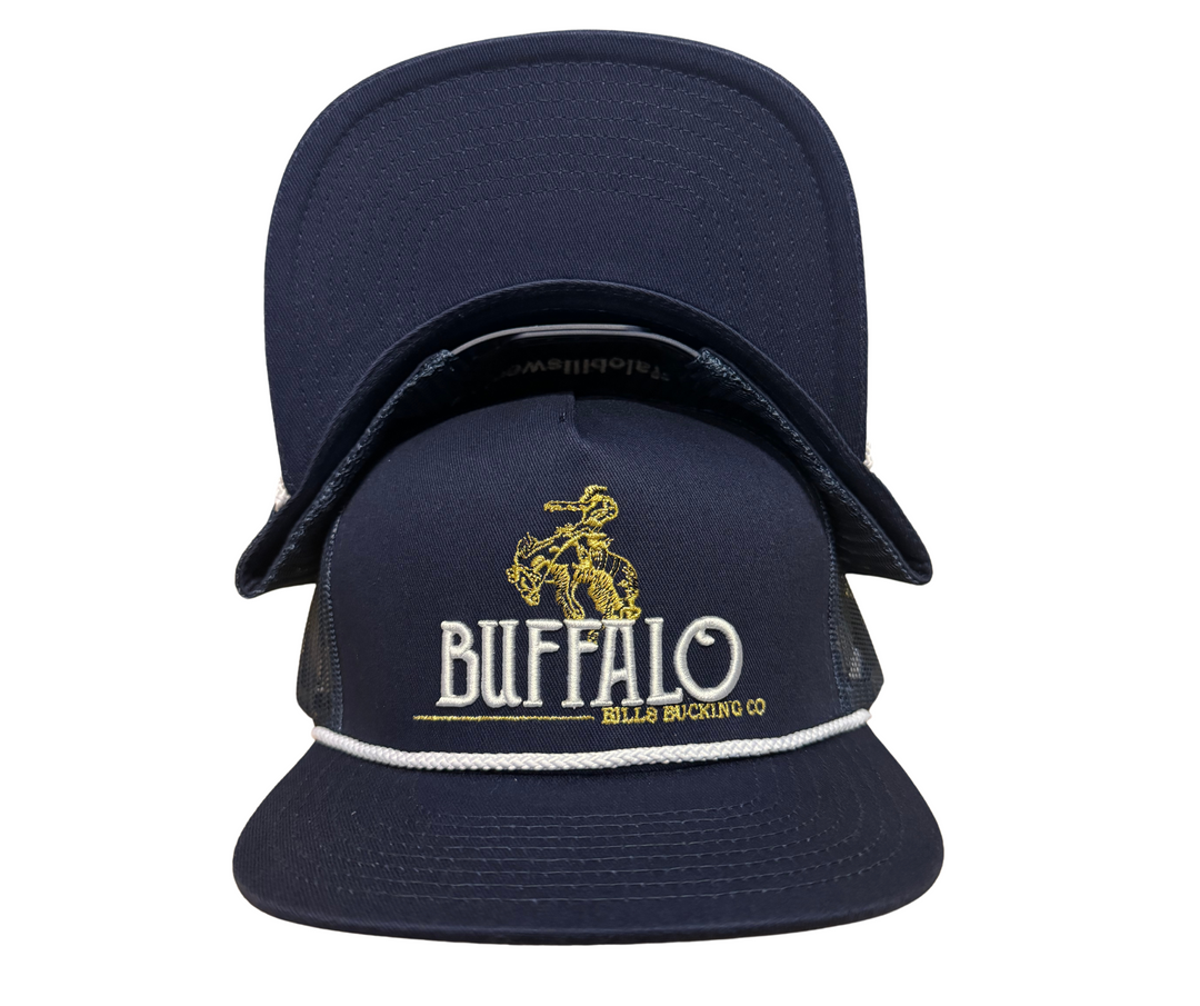 BBWS - Navy Bucking Bronc Flat Cap