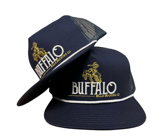 BBWS - Navy Bucking Bronc Flat Cap