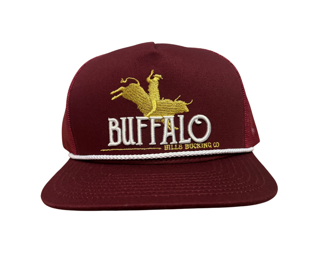 BBWS - Maroon Bucking Bull Flat Cap