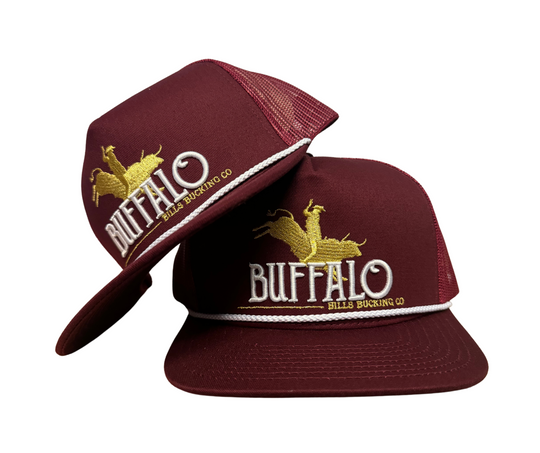 BBWS - Maroon Bucking Bull Flat Cap