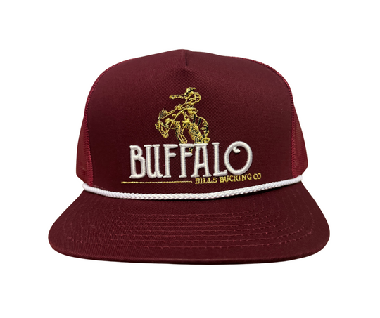 BBWS - Maroon Bucking Bronc Flat Cap