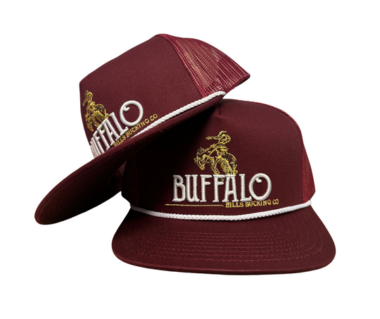 BBWS - Maroon Bucking Bronc Flat Cap