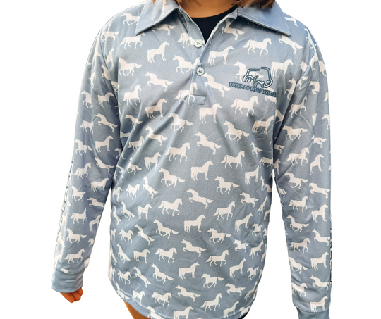 BBWS - Kids Blue Horses NT Fishing Shirt