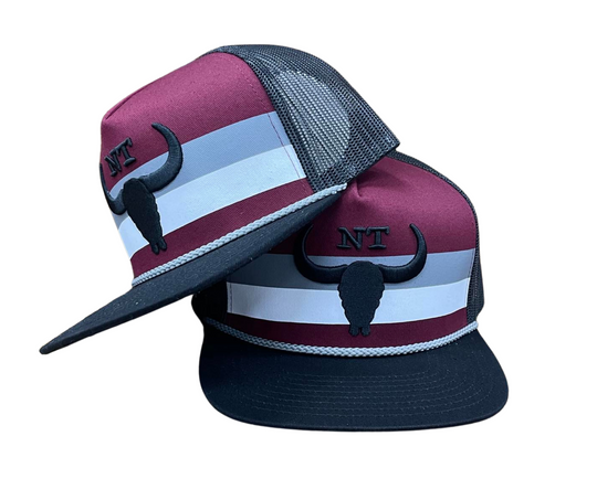 BBWS - Black/Maroon NT Flat Cap